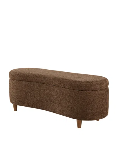 Ink+ivy Bailey 48"w Boucle Flip Top Storage Bench In Brown