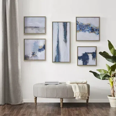 Ink+ivy Blue Drift 5-pc. Framed Wall Art Sets In White