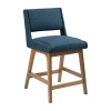 Ink+ivy Boomerang Counter Height Upholstered Bar Stool In Blue