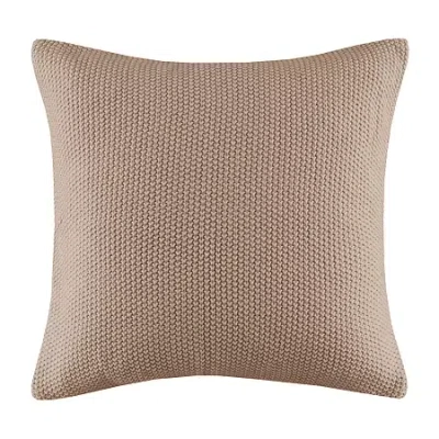 Ink+ivy Bree Knit Square Pillow Cover In Brown