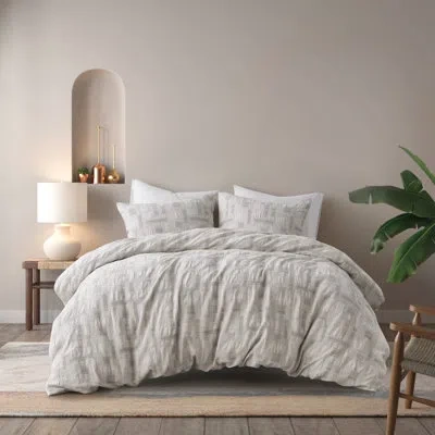 Ink+ivy Cairo 3 Piece Cotton Jacquard Comforter Set In Ivory