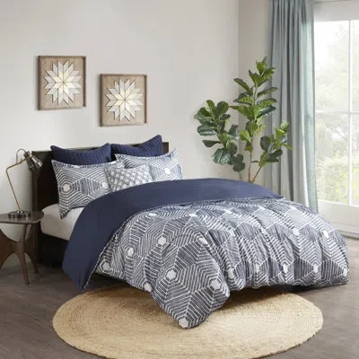 Ink+ivy Ellipse Cotton Jacquard Comforter Set In Navy