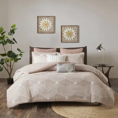 Ink+ivy Ellipse Cotton Jacquard Duvet Cover Set In Blush