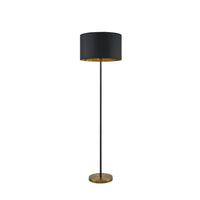 Ink+ivy Hunts Black Metal Floor Lamp In Golden Brass
