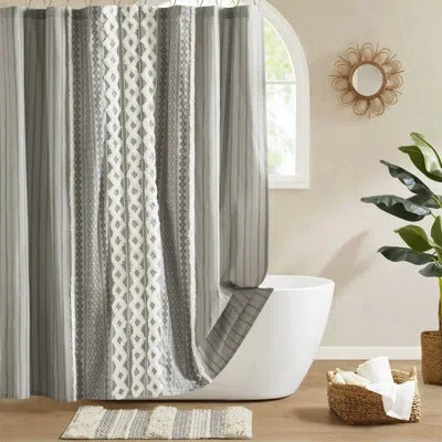 Ink+ivy Imani 100% Cotton Tufted Chenille Shower Curtain In Gray