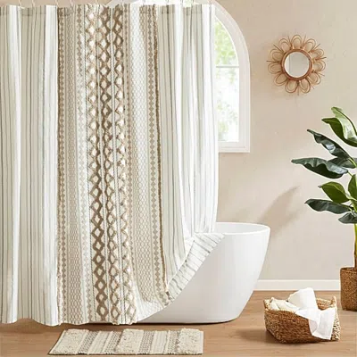 Ink+ivy Imani Cotton Shower Curtain In Beige