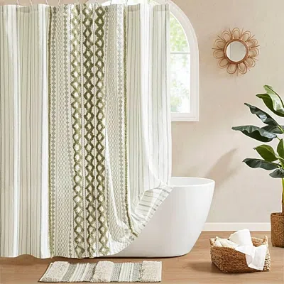 Ink+ivy Imani Cotton Shower Curtain In Green