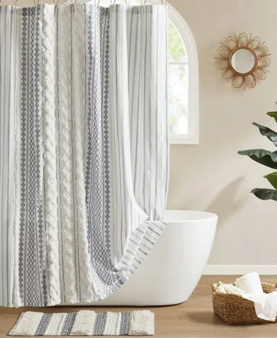 Ink+ivy Imani Stripe Chenille Shower Curtain, 72" X 84" In Gray