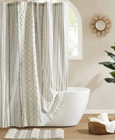 Ink+ivy Imani Stripe Chenille Shower Curtain, 72" X 84" In Gray