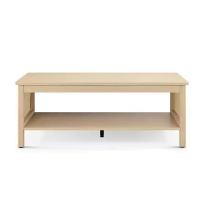 Ink+ivy Ashlyn 2-tier Coffee Table With Rattan Sides & Spacious Open Shelf Storage Storage C In Brown