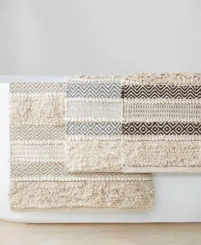 Ink+ivy Inkivy Asher Woven Texture Stripe Bath Rug In Navy