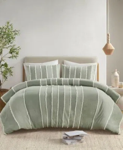 Ink+ivy Inkivy Striped Shay Duvet Cover Sets In Sage