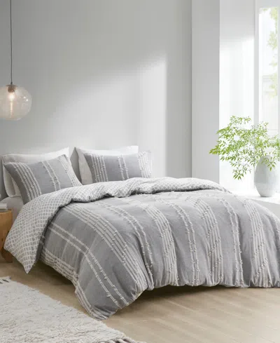 Ink+ivy Kara Jacquard 3-pc. Duvet Cover Set, Full/queen In Gray