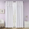 Ink+ivy Kids Angie Ruffle Rod Pocket Back Tab 100% Blackout Single Curtain Panel In White