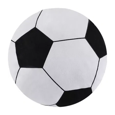 Ink+ivy Kids Soccer Ball Round Throw Pillow In Black