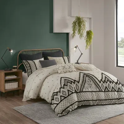 Ink+ivy Marta 3 Piece Cotton & Flax Linen Blended Duvet Cover Set In Cream