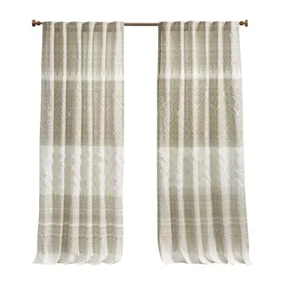 Ink+ivy Mila 50"w X 84"l Cotton Printed With Chenille Detail And Lining Rod Pocket Light-filtering S In Brown