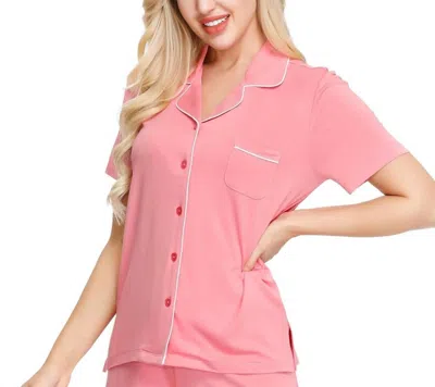 Ink+ivy Notch Collar Pajama Top In Burgundy In Pink
