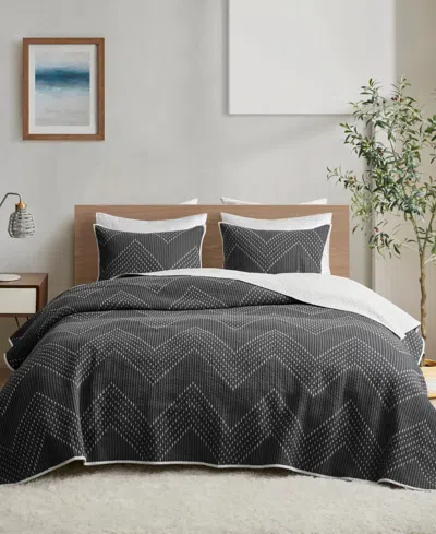 Ink+ivy Pomona Boho Chevron 3-pc. Quilt Set, King/california King In Black
