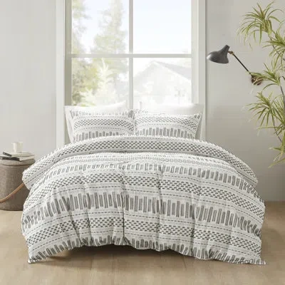 Ink+ivy Rhea Cotton Jacquard Comforter Mini Set In Ivory,charcoal