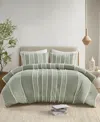 Ink+ivy Striped Shay 3-pc. Duvet Cover Set, King/california King In Sage