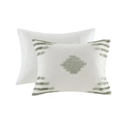 Ink+ivy Tahli 3 Piece Cotton Blend Chenille Comforter Set In Green,ivory