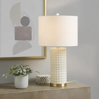 Ink+ivy Textured Dot Table Lamp In White