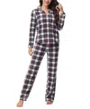 Ink+ivy Women's Long Sleeve Notch Collar Top With Lounge Pants 2 Piece Pajama Set In Stewart Plaid