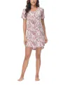 Ink+ivy Women's Printed Short Sleeve Sleep Dress Nightgown In Sketched Paisley