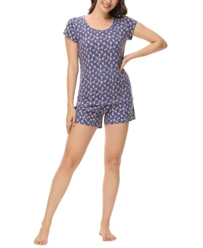 Ink+ivy Women's Printed Short Sleeve Top With Shorts Pajama Set, 2-piece In Lovely Floral