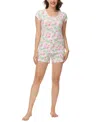 INK+IVY WOMEN'S PRINTED SHORT SLEEVE TOP WITH SHORTS PAJAMA SET, 2-PIECE