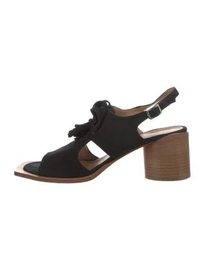 Pre-owned Ink Shoes Suede Slingback Sandals In Black