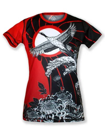 Inknburn Women's Moonlit Crane Tech Shirt In Red In Black