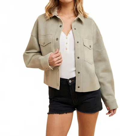 In-loom Addy Cropped Suede Jacket In Dusty Olive In Nude