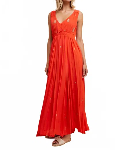 In-loom Cassie All Over Embroidered Maxi Dress In Red
