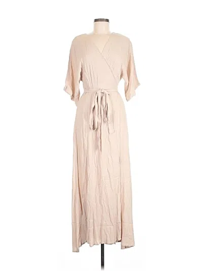 In-loom Casual Dress In Tan