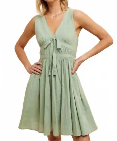 In-loom Darling Cotton Bow Dress In Green