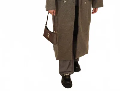 In-loom Double Breasted Lapel Duster Coat In Charcoal In Brown
