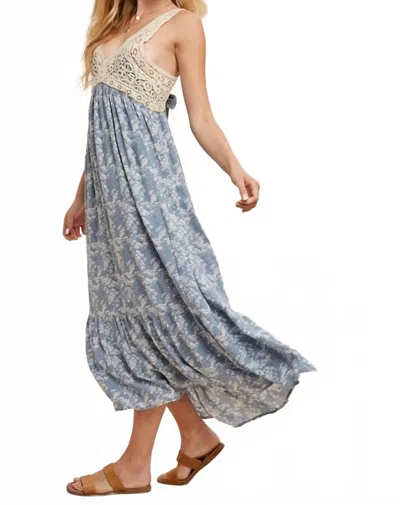 In-loom Floral Lapis Dress In Blue
