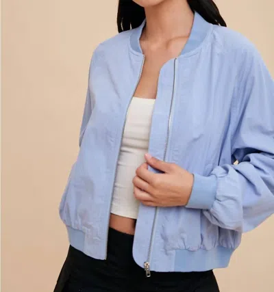 In-loom Garment Washed Bomber Jacket In Perennial Blue In Multi