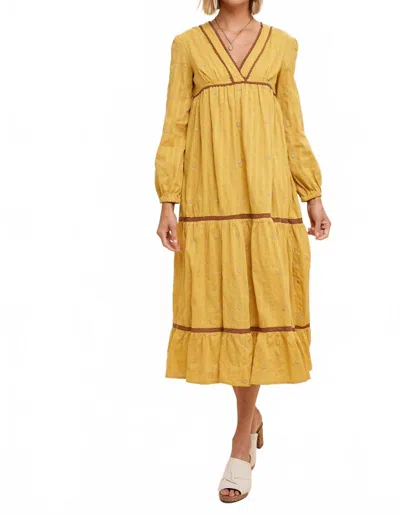 In-loom Giselle Midi Dress In Golden Rod In Multi