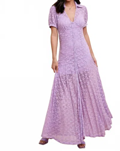 In-loom Lace Button Up Dress With Slip In Lavender In Purple