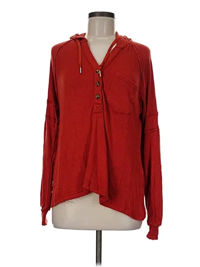 Pre-owned In-loom Long Sleeve Henley Shirt In Red