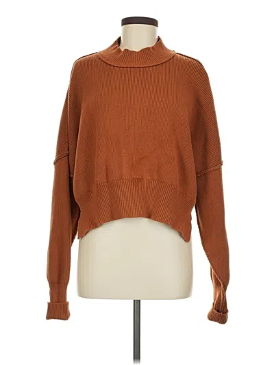Pre-owned In-loom Long Sleeve Top Brown Turtleneck Tops