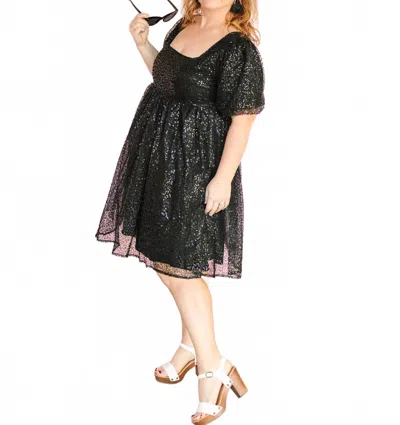 In-loom Sequined Mini Dress In Black In Multi