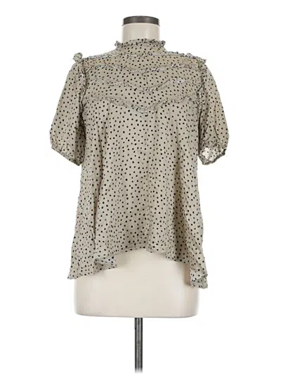 Pre-owned In-loom Short Sleeve Blouse In Tan