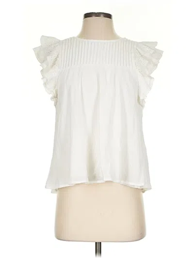 Pre-owned In-loom Sleeveless Blouse In White
