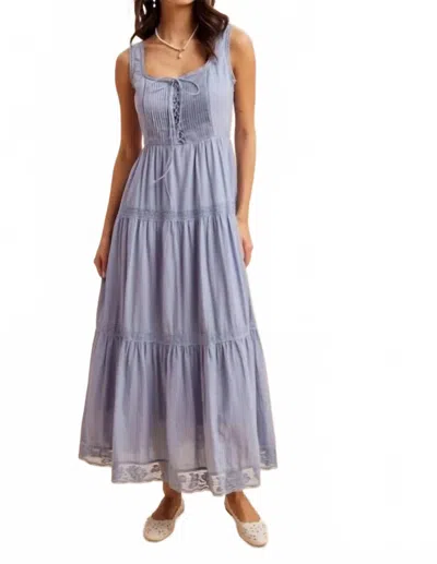 In-loom Sleeveless Maxi Dress In Blue