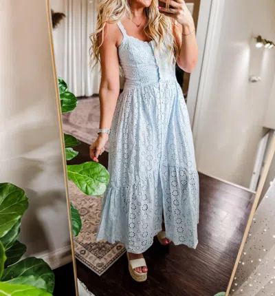 In-loom Sweet Breeze Eyelet Maxi Dress In Aqua Blue