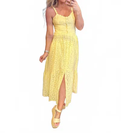 In-loom Sweet Breeze Eyelet Maxi Dress In Lemon In Yellow